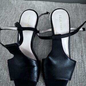 Cole Haan Black Leather Wedge Sandals – Size 6.5
